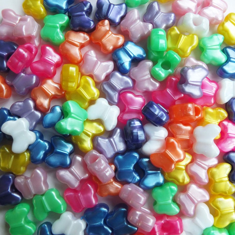 BeadExplosion Butterfly Beads Pearl Colors Large Hole Pony Beads Multi Mix Made in USA - Image 1